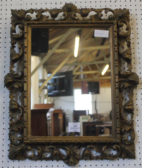 Florentine style carved acanthus framed gilt wall mirror